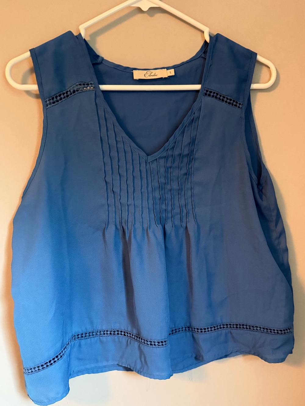 Anthropologie Elodie Cobalt Blue V-Neck Pintuck Sleeveless blouse